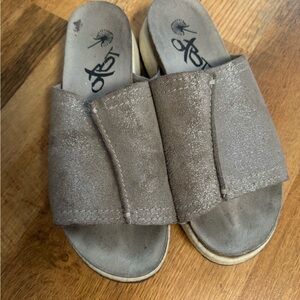 OTBT Shimmery Taupe Slide Sandals